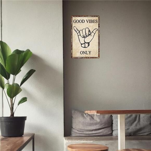 Funny Metal Tin Sign Good Vibes Only Sign Vintage Road Signs Beach Room Decor - Picture 2 of 8